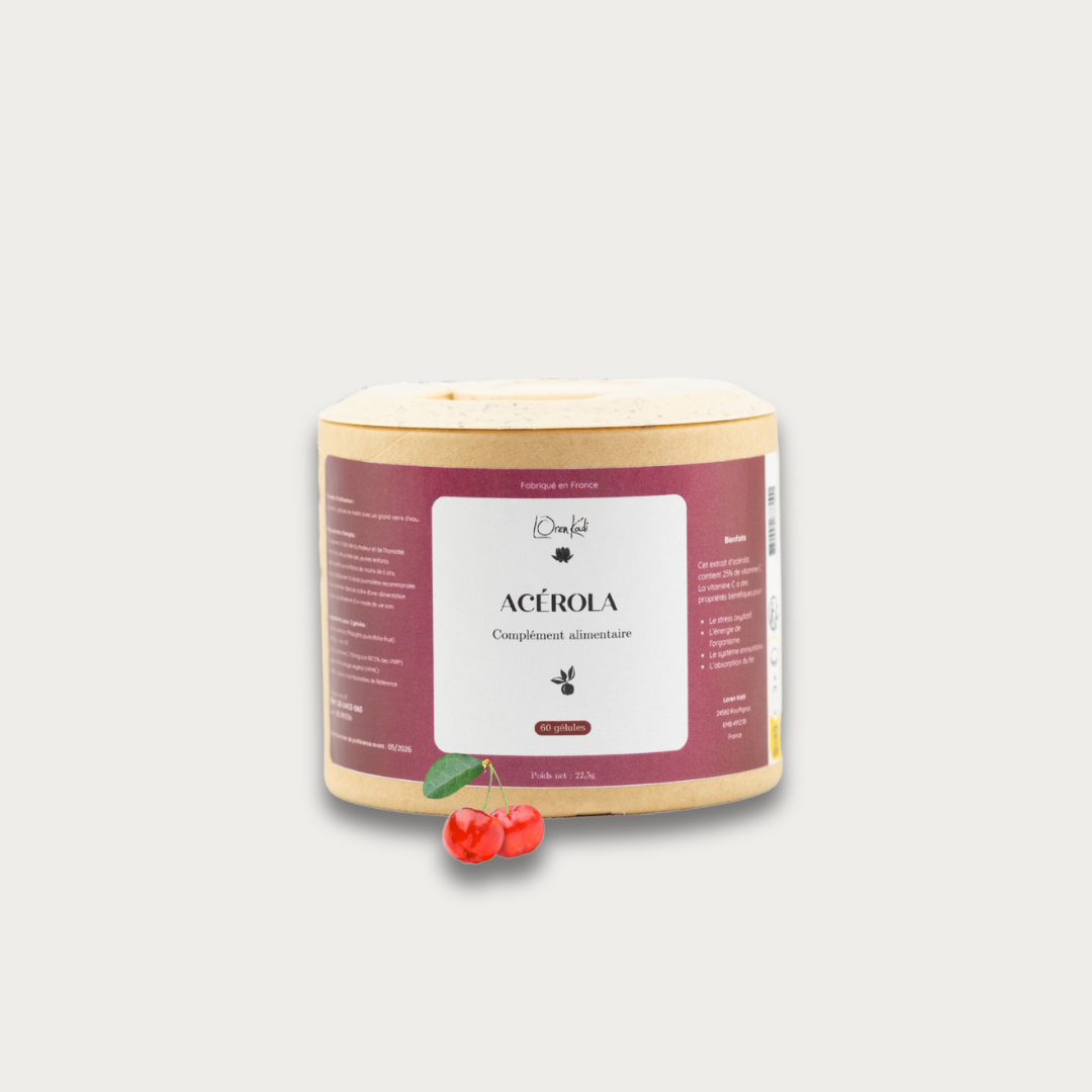 Acérola - Extrait bio - 60 gélules - Pot kraft
