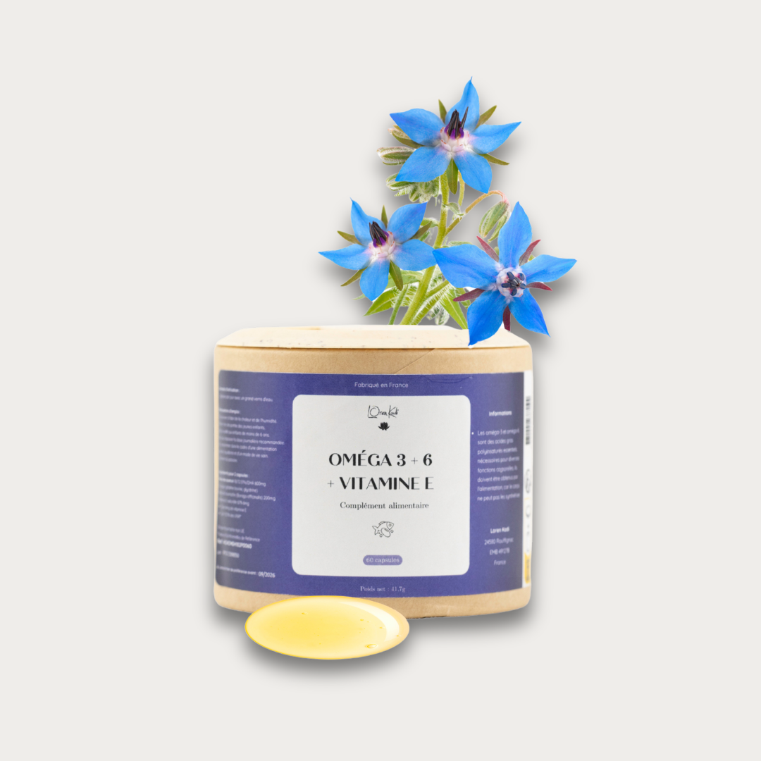 Omega 3-6 &amp; Vitamine E - 60 gélules - Pot kraft