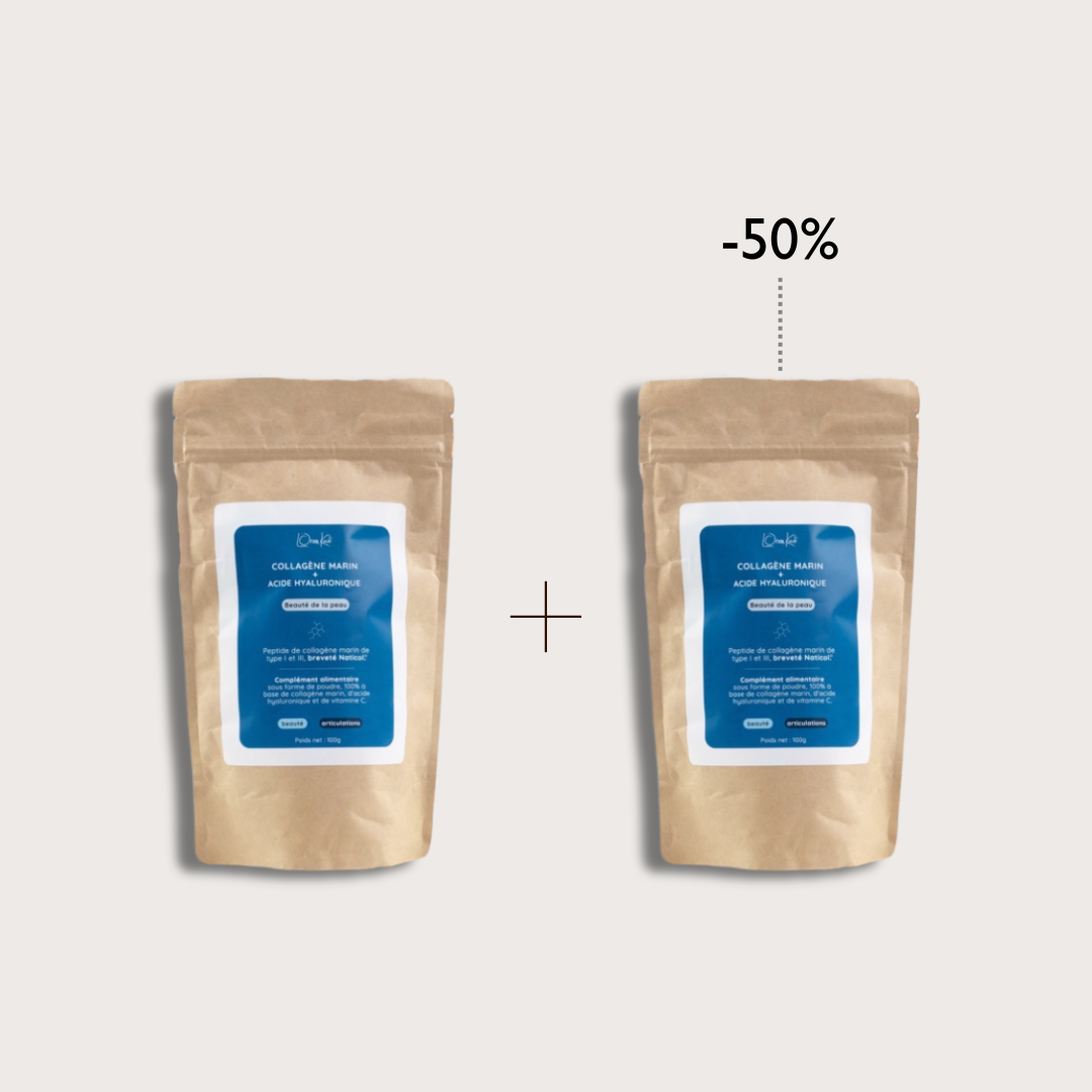 Collagène Marin &amp; Acide Hyaluronique - 2 x 100g en poudre - Sachet kraft