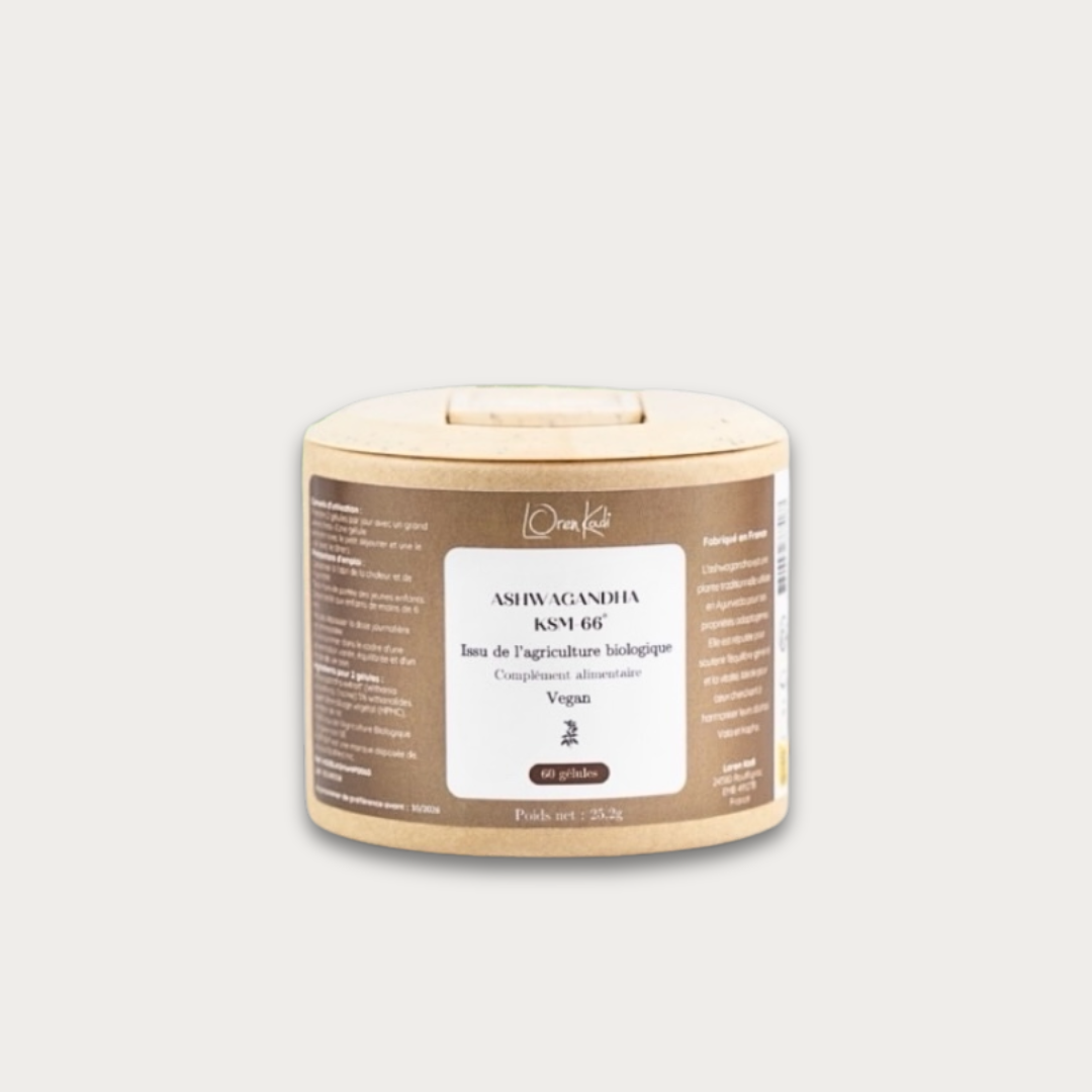 Ashwagandha KSM-66 - Extrait bio - 60 gélules - Pot kraft - Vegan