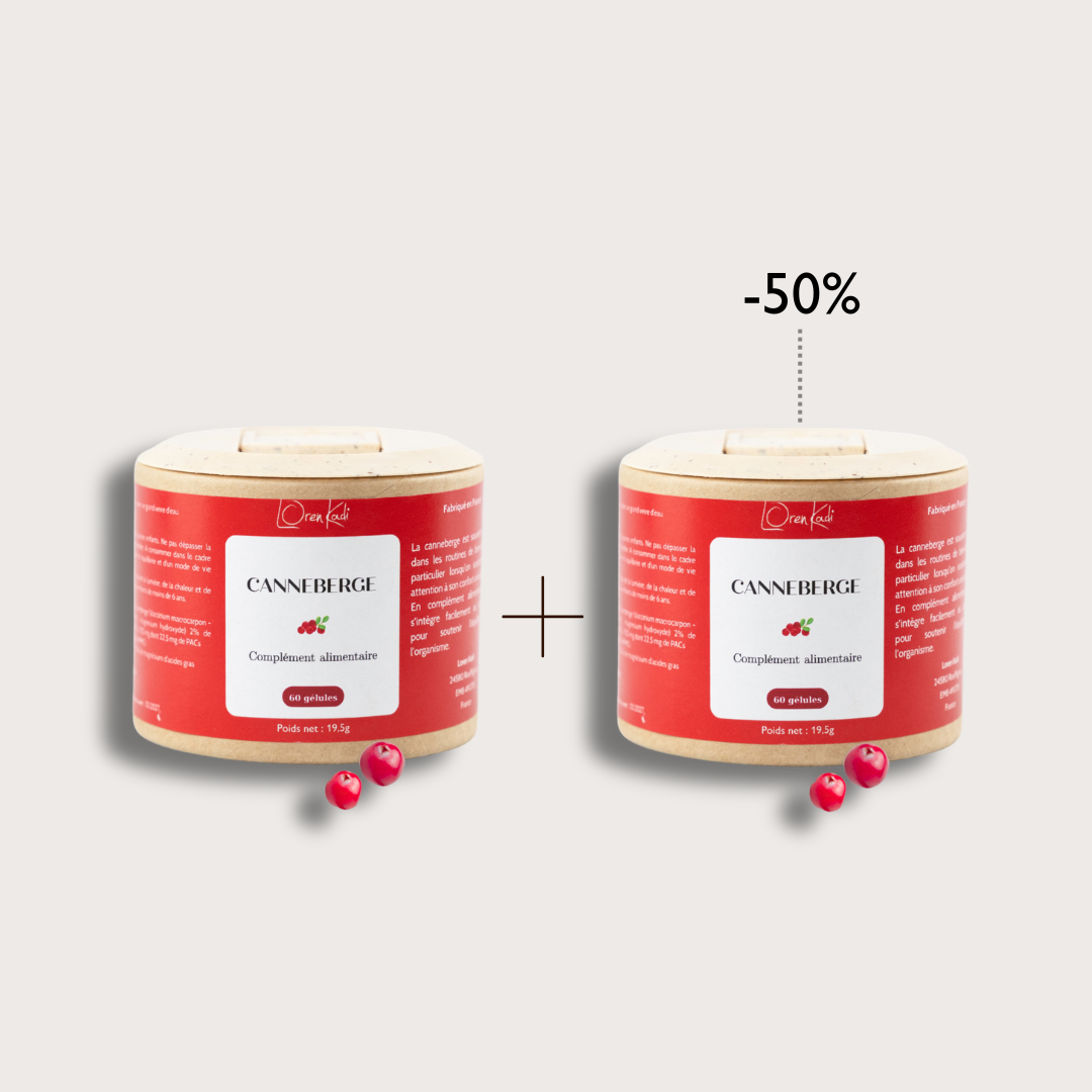 Canneberge (cranberry) - Extrait bio - Confort urinaire - 2 x 60 gélules - Pot kraft