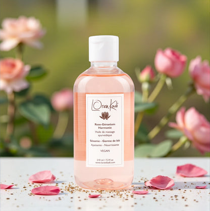 Huile de massage ayurvédique Rose Géranium 210ml