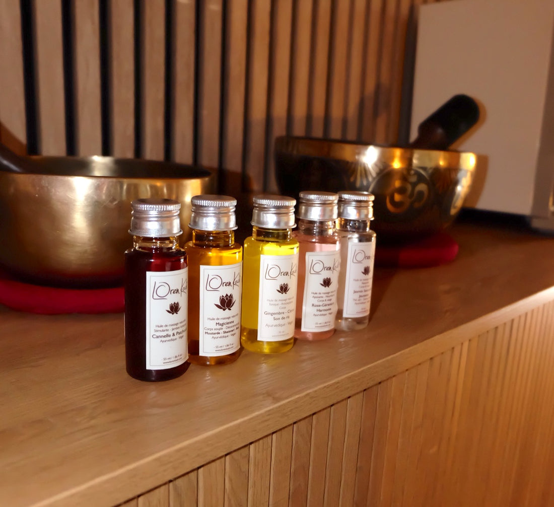 Coffret de 5 huiles de massage ayurvédiques Visage &amp; Corps - 55mlx5