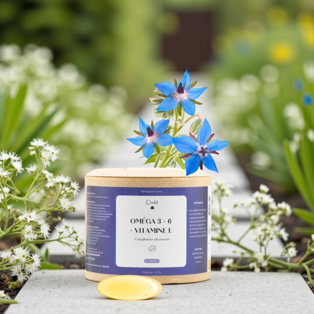 Omega 3-6 &amp; Vitamine E - 60 gélules - Pot kraft