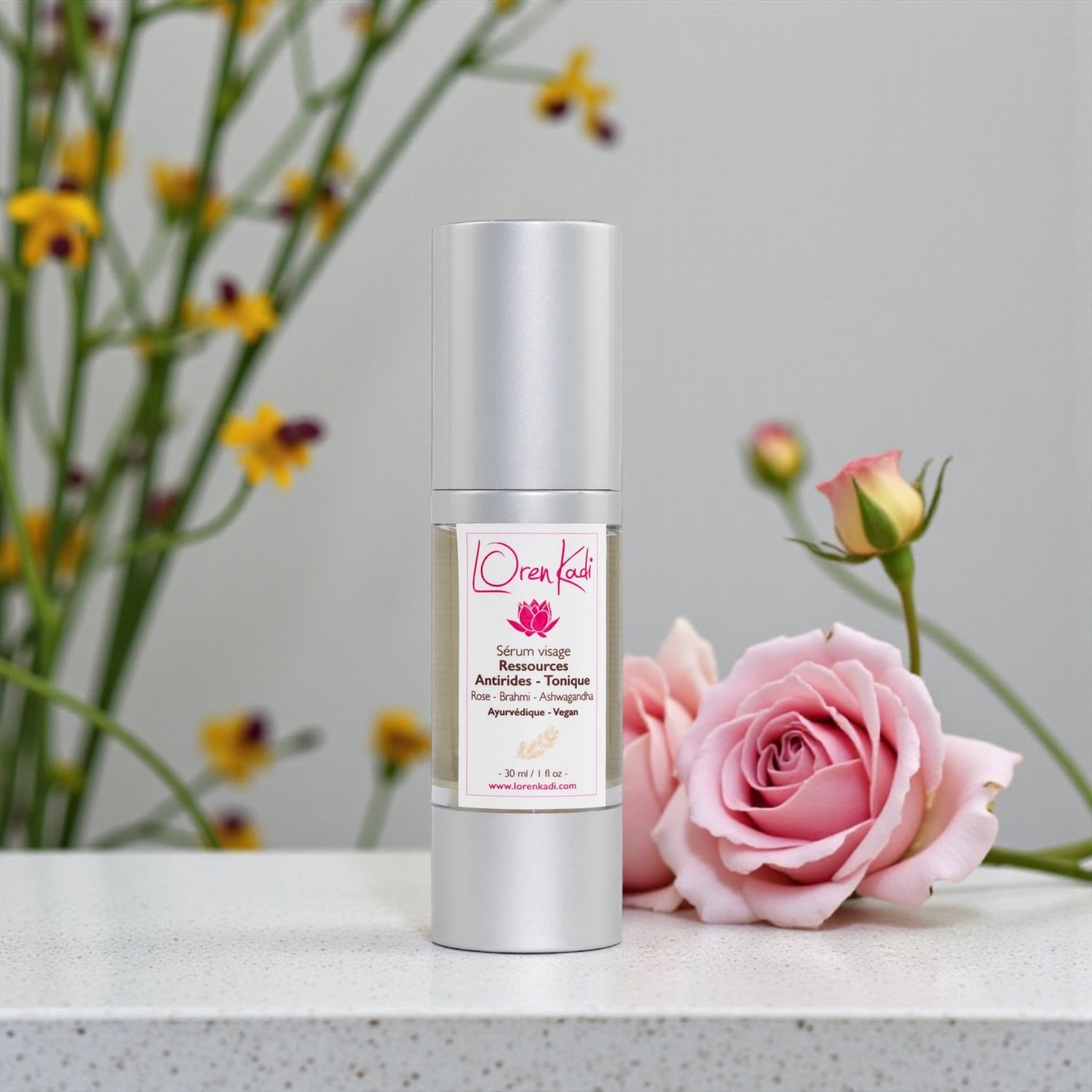 sérum ayurvédique vegan à la rose et l&